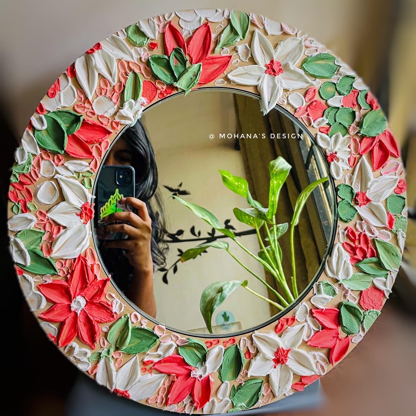 Floral Texture Art Mirror (16" inches)