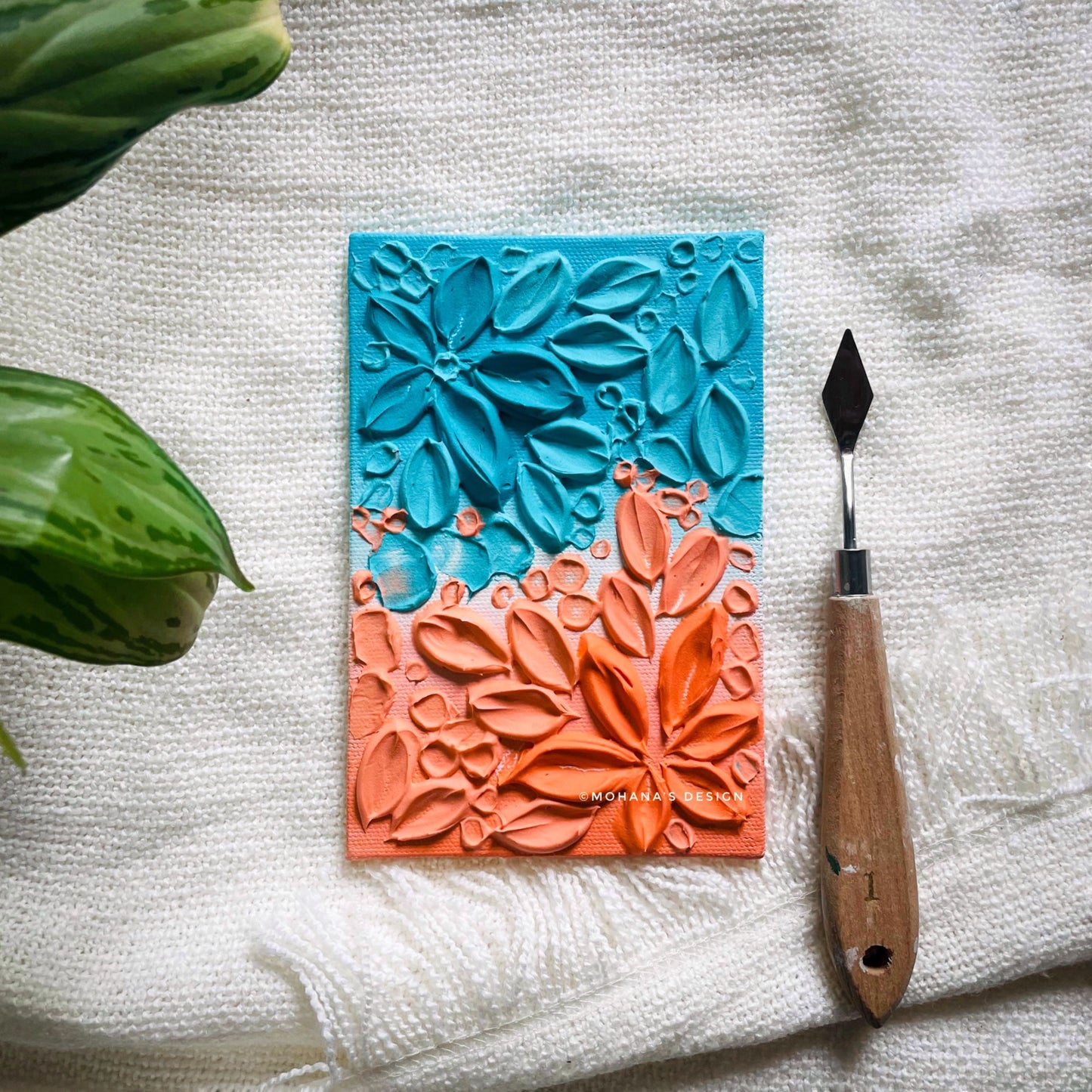 Fire and Ice ~ Textured Art (4" x 6" inches)