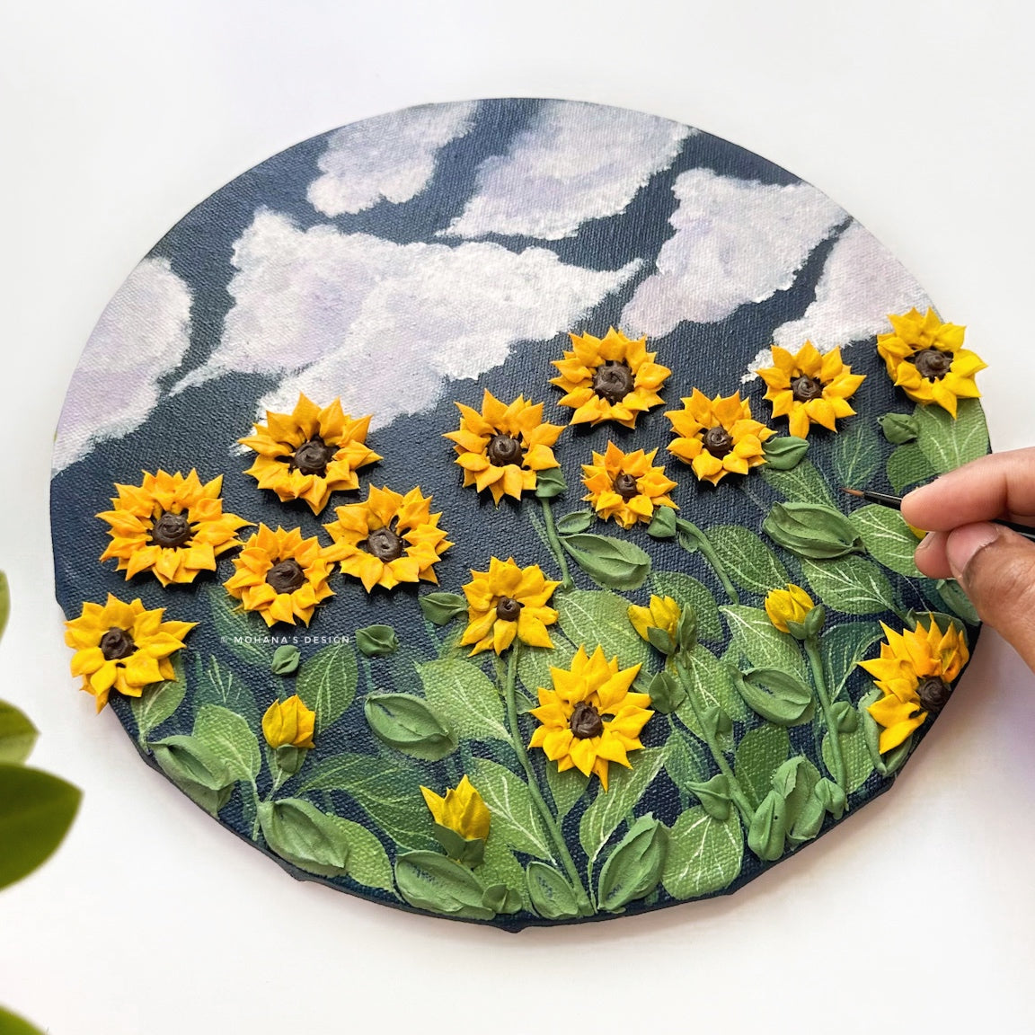 Dreamy Sunflower Field ~ Textured Art (10" inches)