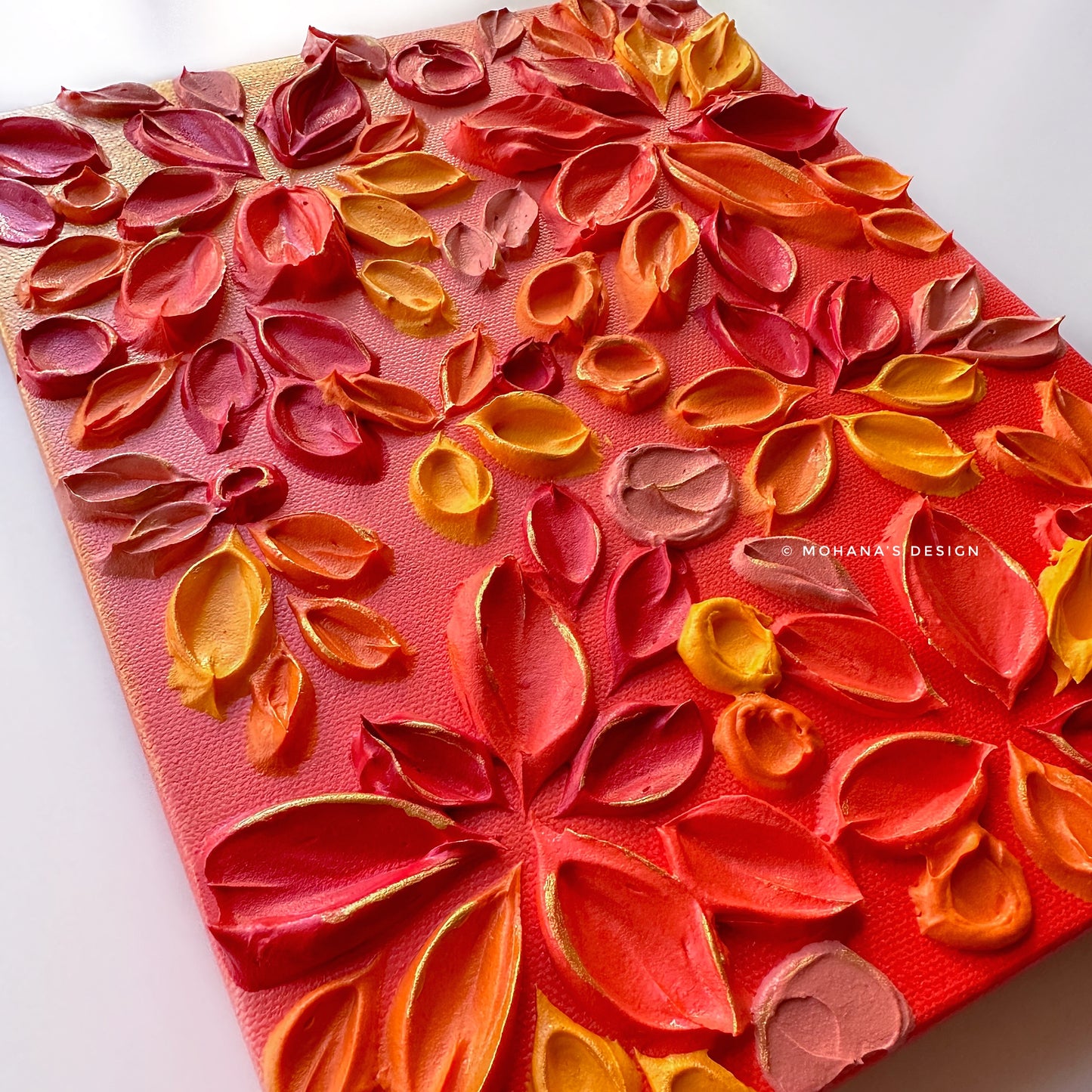 Scarlet Symphony ~ Textured Art (8" x 10" inches)