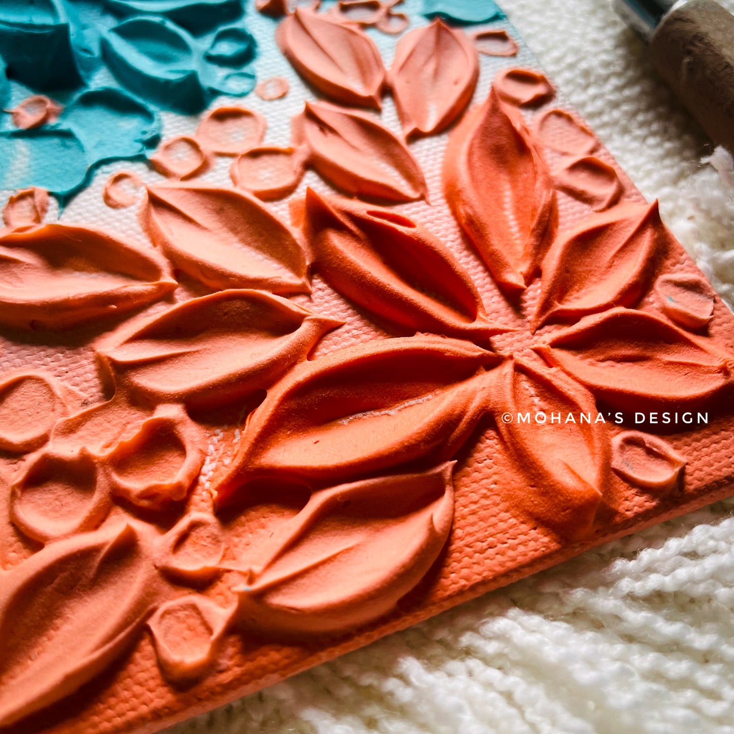 Fire and Ice ~ Textured Art (4" x 6" inches)