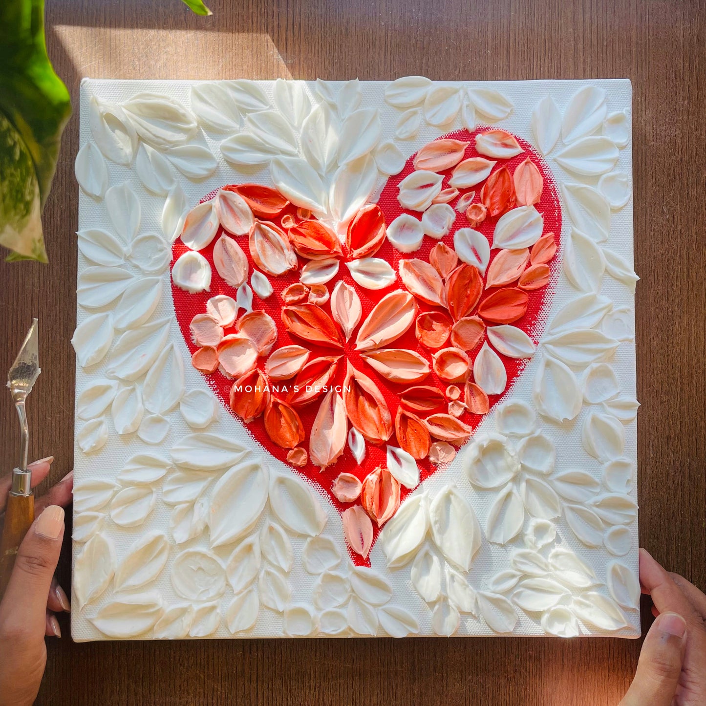 Pristine Heart ~ Textured Art (12" x 12" inches)