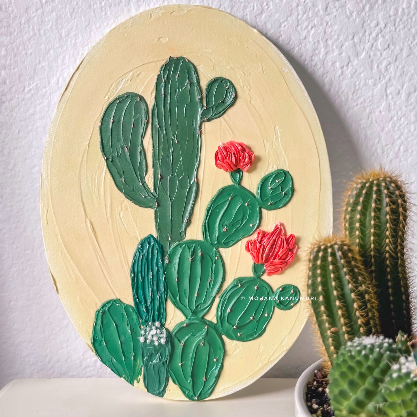 Cacti Kisses ~ Textured Art (12" x 16" inches)