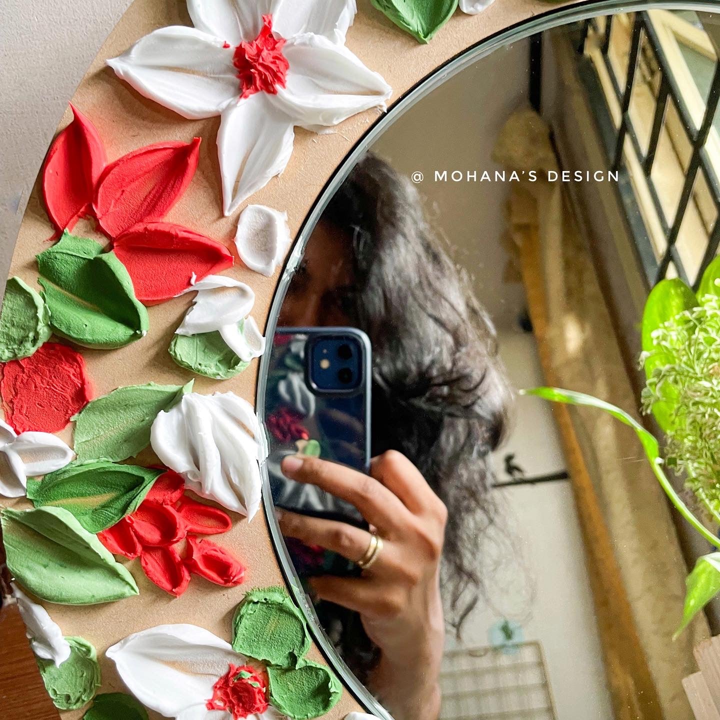 Floral Texture Art Mirror (16" inches)