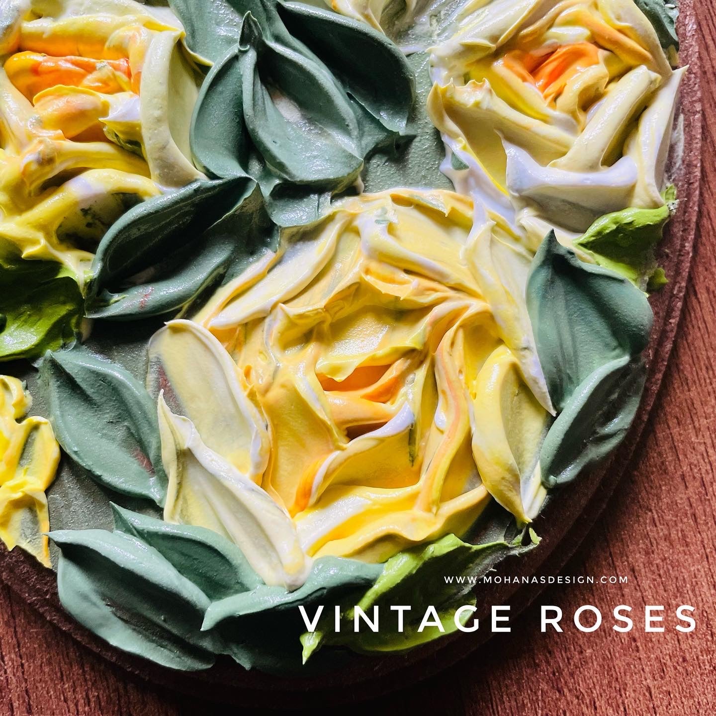 Vintage Roses ~ Textured Art (10 x 6 inches)